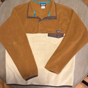 Patagonia Mens XL LW Synchilla Snap-T Pullover Fleece Jacket Sweater, Bear Brown
